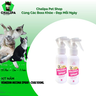Xịt nấm da Micona Spray toàn thân thú cưng chó mèo chai 100Ml