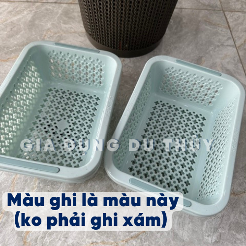 Rổ nhựa hình chữ nhật cao cấp Châu Hưng, màu pastel Hàn Quốc, nhựa nguyên sinh kháng khuẩn Ag+ của gia dụng Du Thủy | BigBuy360 - bigbuy360.vn