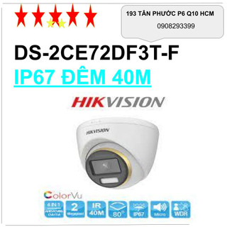 Camera hdtvi dome 2.0 megapixel hikvision ds-2ce72df3t-f