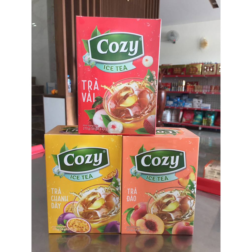 TRÀ COZY ĐÀO/VẢI/CHANH DÂY HOÀ TAN HỘP 270g