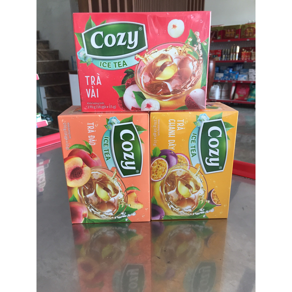 TRÀ COZY ĐÀO/VẢI/CHANH DÂY HOÀ TAN HỘP 270g