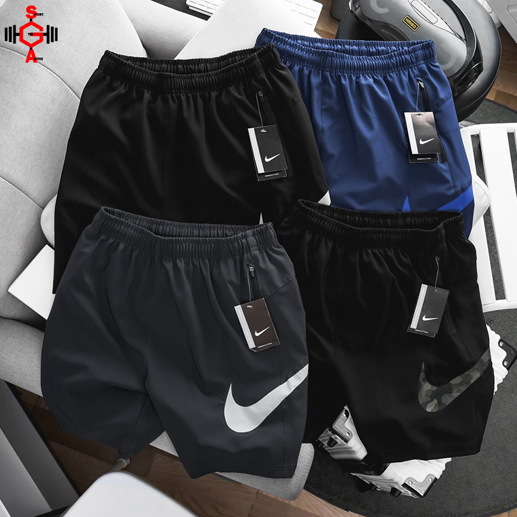 Quần short nam tập gym quần đùi thể thao chạy bộ phom basic rộng rãi chất xi (dù) 4 chiều short Nike gym nam
