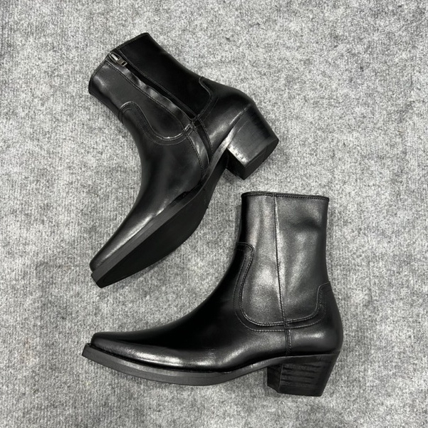 Giày SANTIAGO Boots DECEMBER Mũi Vuông Đế Gỗ Cao 5cm Bảo Hành Da Và Đế 12 Tháng