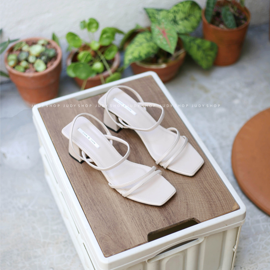 Giày Sandal Nữ Chin Chin Dây Ngang Xéo Thanh Mảnh Cao 6p