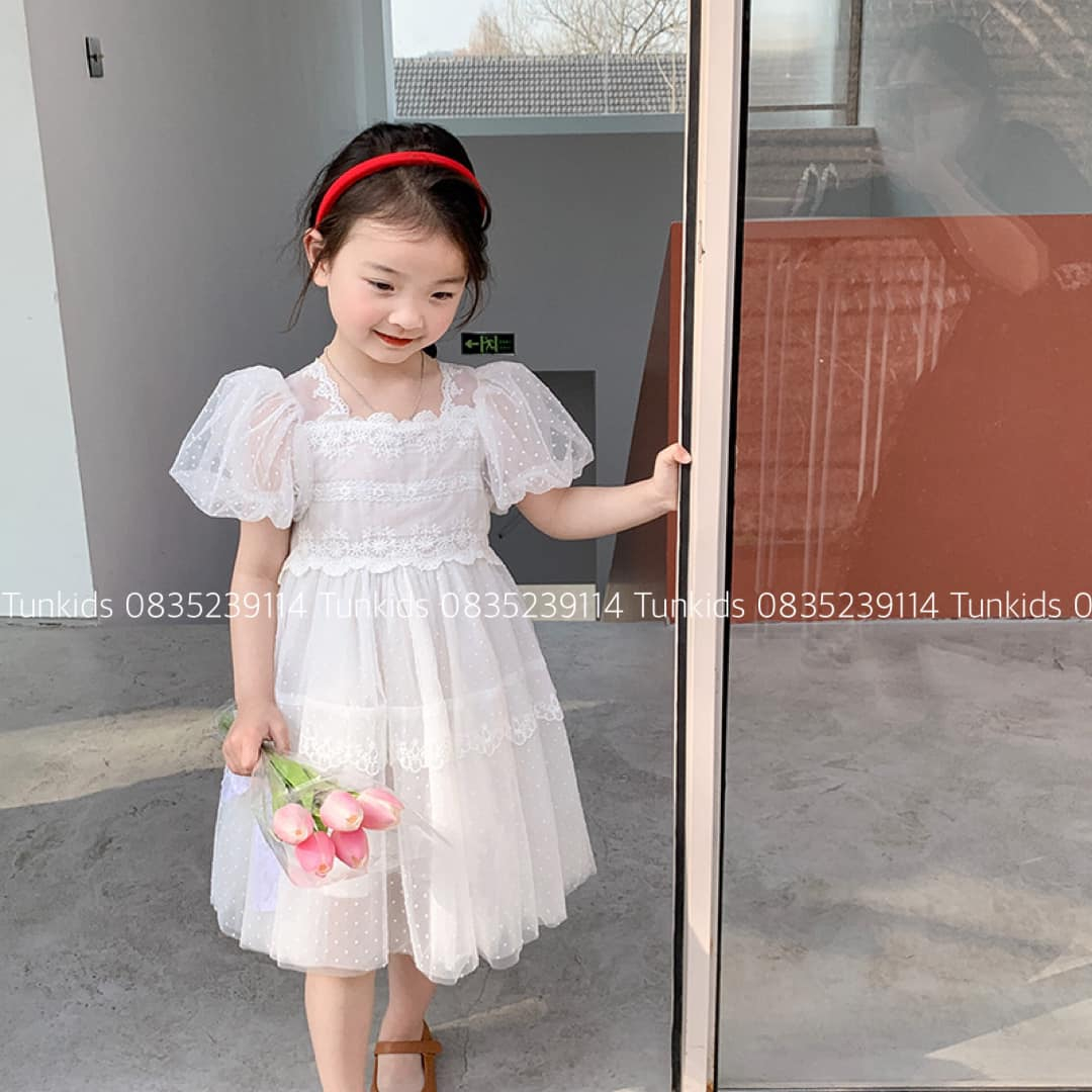 Váy trắng váy công chúa trắng, váy tiểu thư hàng quảng châu cực đẹp