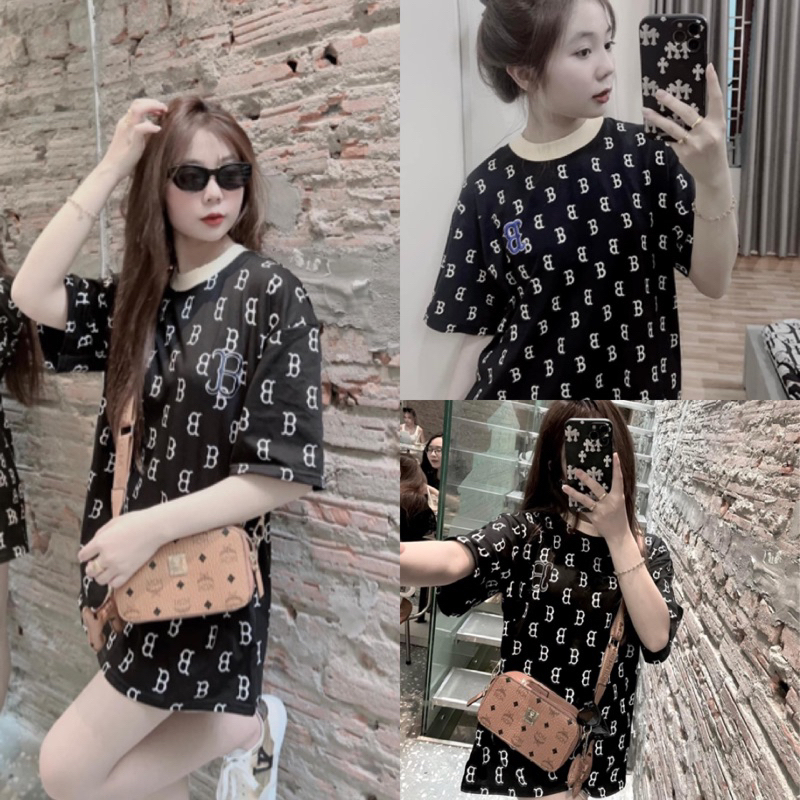 Áo Thun Nữ MLB Chữ B chất Cotton Khô In Lụa Full LoGo chữ B ♥️ Mẫu mới Unisex Officialstore