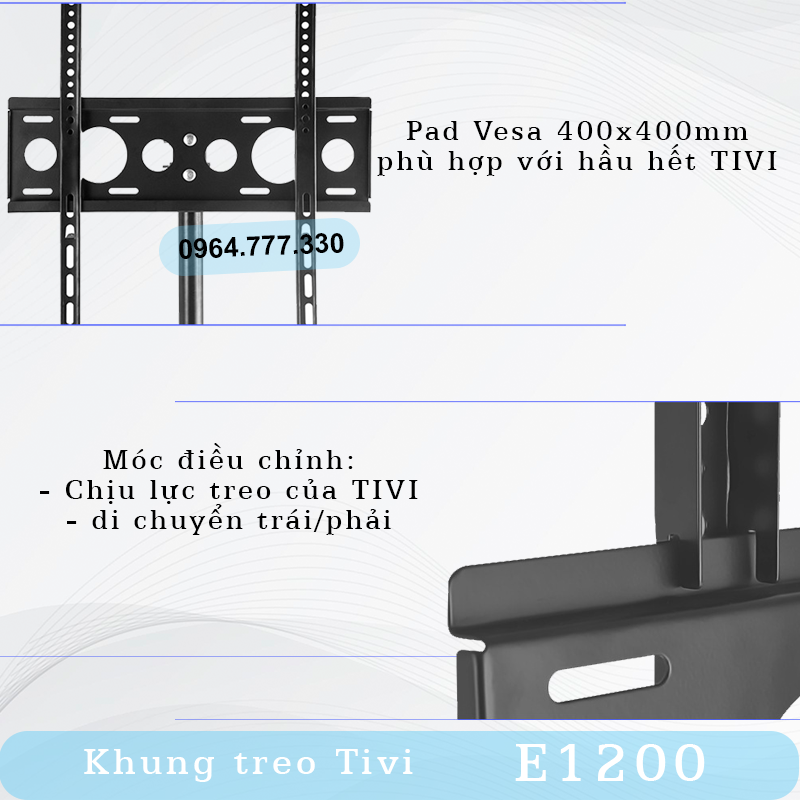 E1200 - Khung treo Tivi 3 Chân Đứng ErgoTek 32 - 55 INCH - Giá Treo Màn Hình - Chỉnh Góc Nghiêng Màn 15 Độ