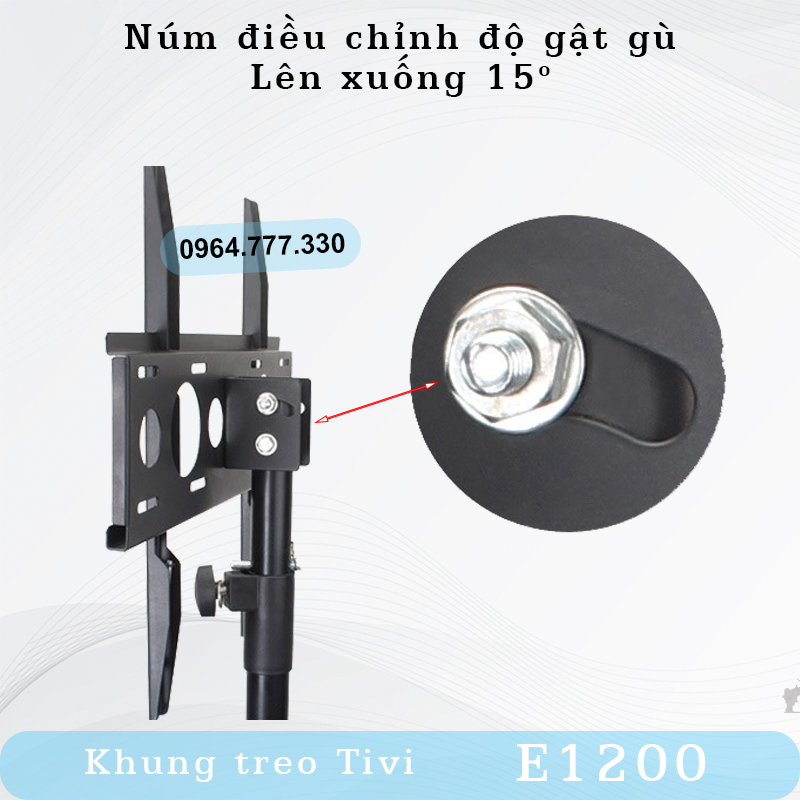E1200 - Khung treo Tivi 3 Chân Đứng ErgoTek 32 - 55 INCH - Giá Treo Màn Hình - Chỉnh Góc Nghiêng Màn 15 Độ