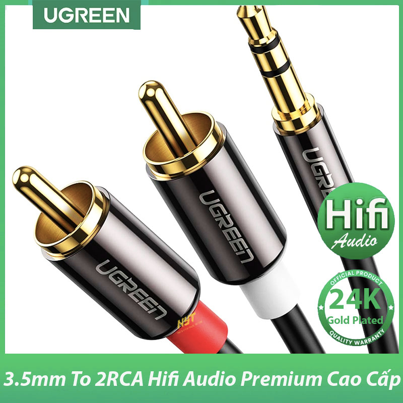 Cáp Audio Chuyển 3.5mm ra 2RCA Hifi Audio Cao Cấp UGREEN AV116 Chính Hãng