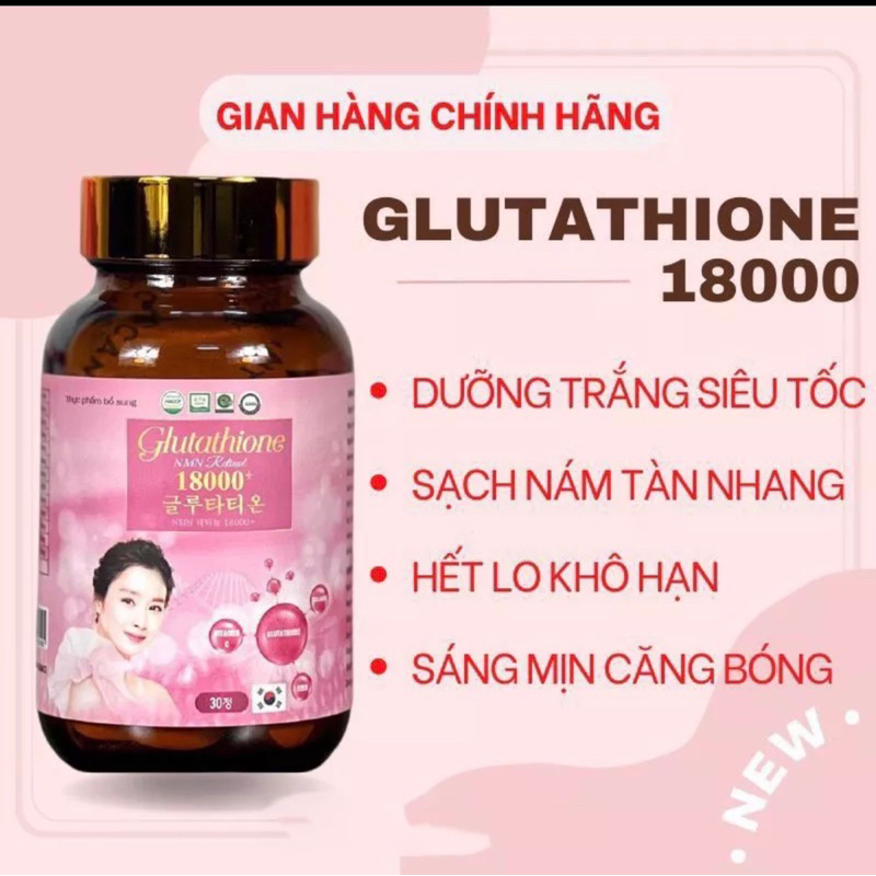 Trắng da GLUTATHIONE 18000mg viên uống trắng da cấp tốc giảm nám mờ thâm nhăn căng bóng | BigBuy360 - bigbuy360.vn