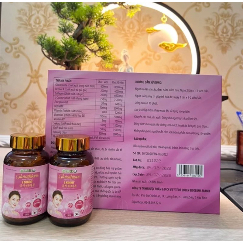 Trắng da GLUTATHIONE 18000mg viên uống trắng da cấp tốc giảm nám mờ thâm nhăn căng bóng | BigBuy360 - bigbuy360.vn