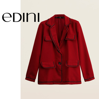 Áo Blazer 2 Túi Màu Đỏ Viền Đen EDINI - A1202