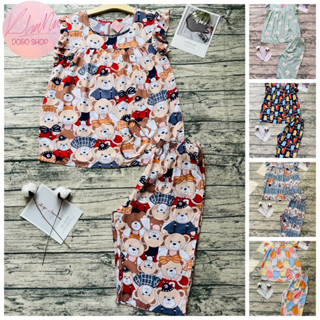 Bộ tole nữ mặc nhà, bộ lanh nữ 50-70 ký, Quần lửng áo cổ tròn tay cánh tiên, Khả Nhi Dobo Shop