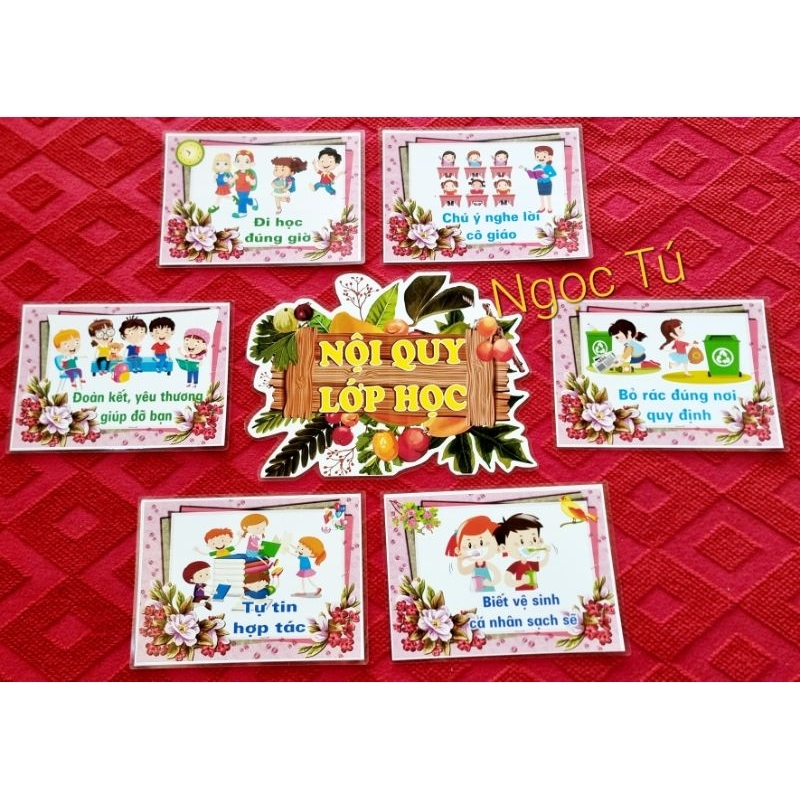Sét rời Nội quy lớp học (1 tấm A3 + 6 tấm A4) In giấy bóng ảnh eplastic