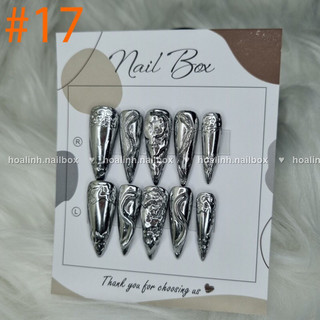 Sơn tráng bạc form nhọn gắn móng úp - hoa linh nail box thiết kế thủ công 17