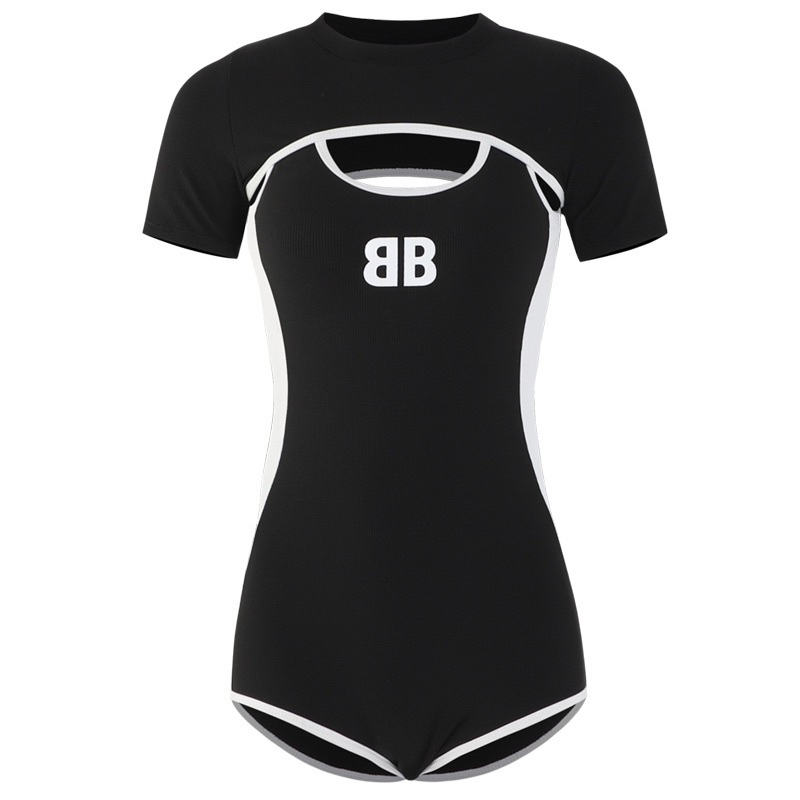 Đồ bơi tay ngắn trắng đen hai mảnh có thể tháo rời hai mảnh Bikini liền thân Buistore swimwear
