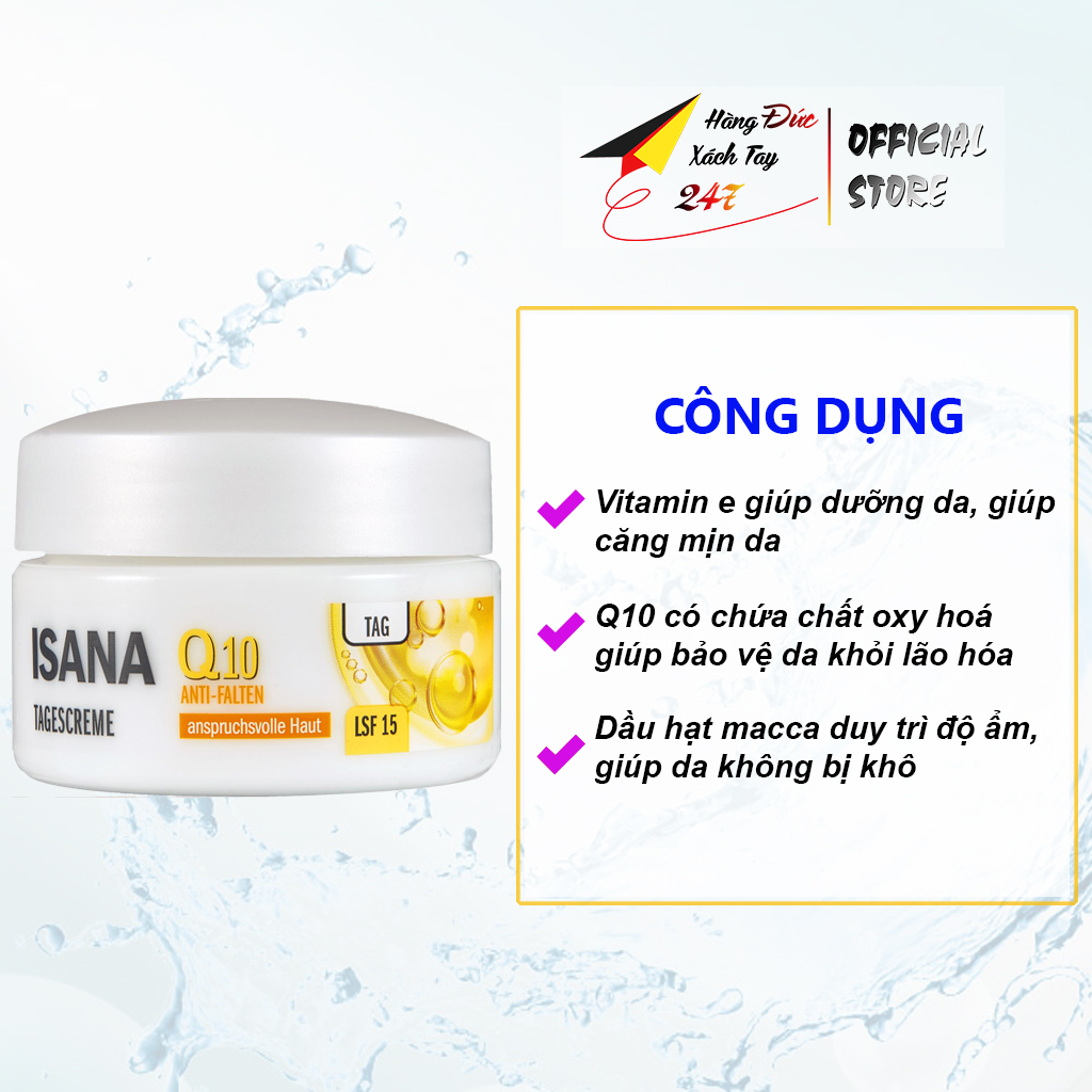 Kem dưỡng chống lão hóa Q10 ngày và đêm ISANA chống nhăn, ngăn ngừa lão hóa sớm hiệu quả <Hàng Đức 50ml>