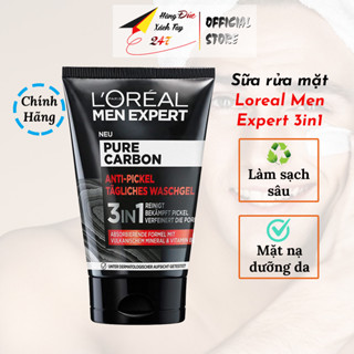 Sữa rửa mặt Loreal men từ than hoạt tính, ngừa mụn, làm sạch sâu lỗ chân lông cho nam <Hàng Pháp 100ml>