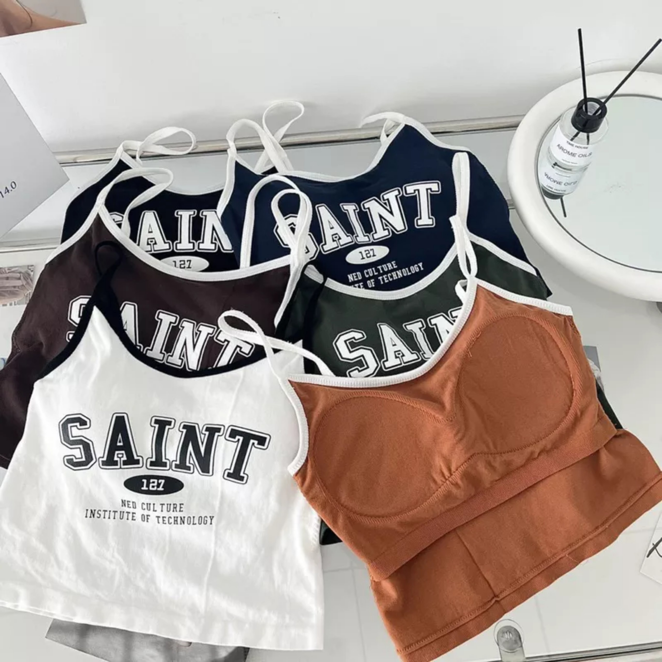 Áo Bra Nữ 2 Dây Mảnh Mút Ngực Nhiều Màu Trơn In Chữ Mềm Mại Hot Trend 127