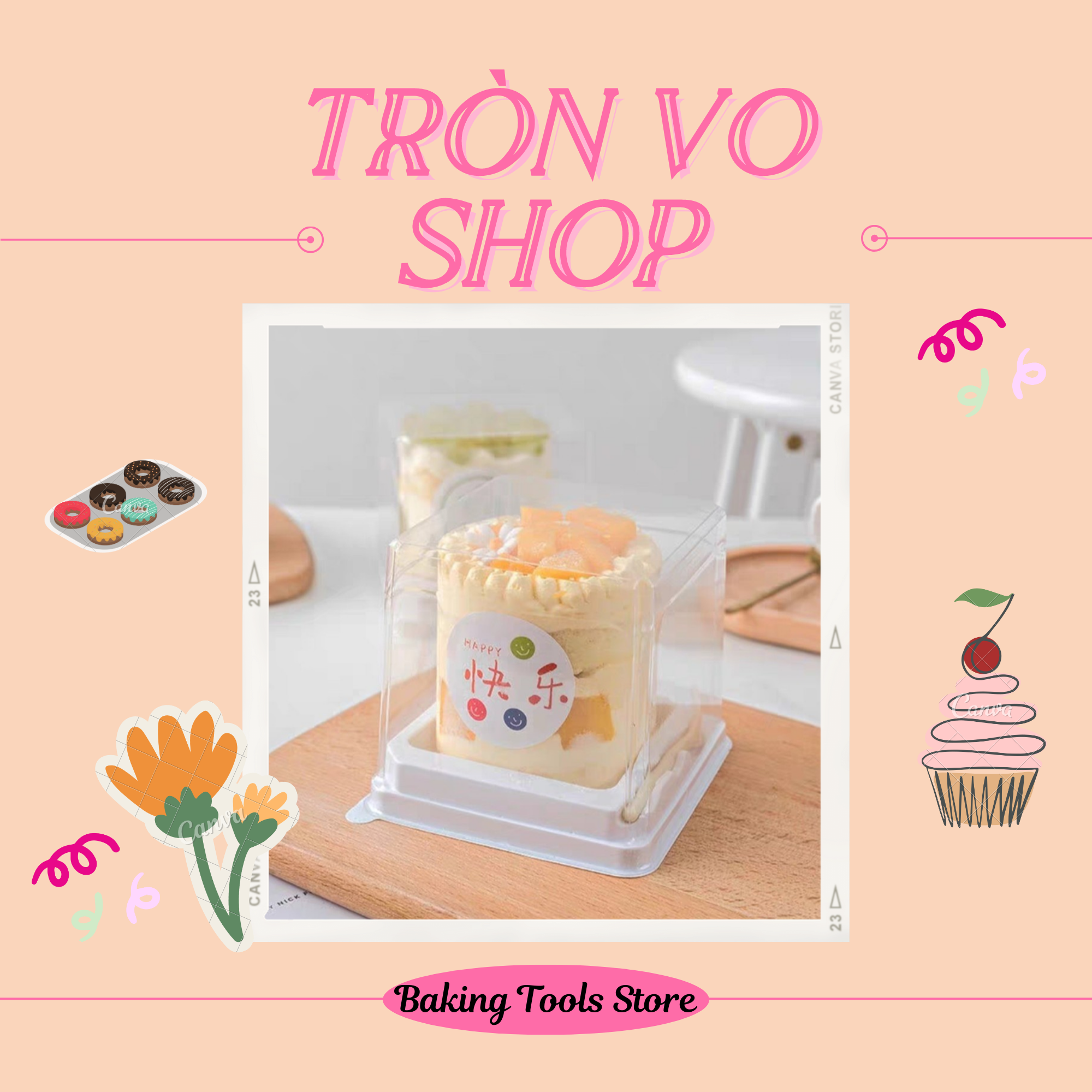 Hộp pet vuông nắp cao có nĩa XY-902 [ set/50c ]