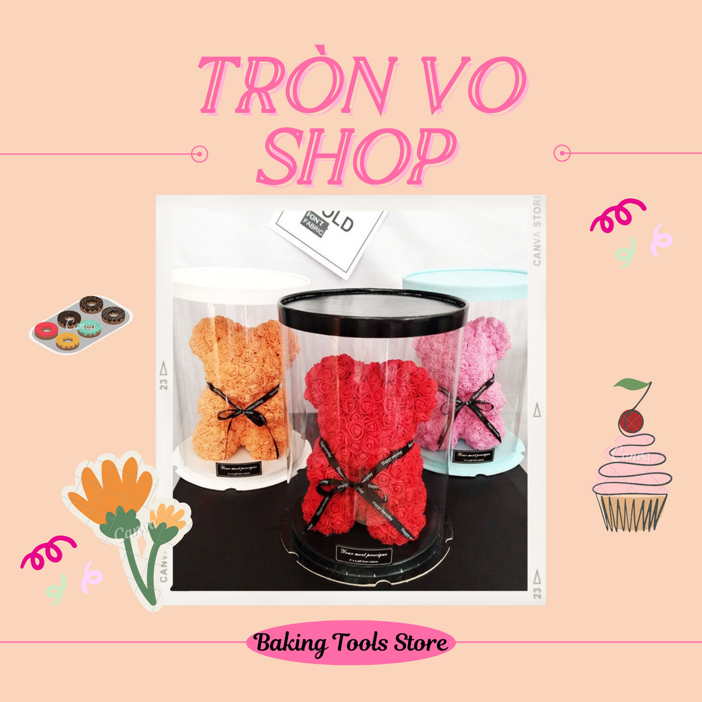 Hộp mica trong hình trụ tròn sang trọng, gọn gàng và xinh xắn. - Kích thước hộp: 35*35cm[ set /5c ]