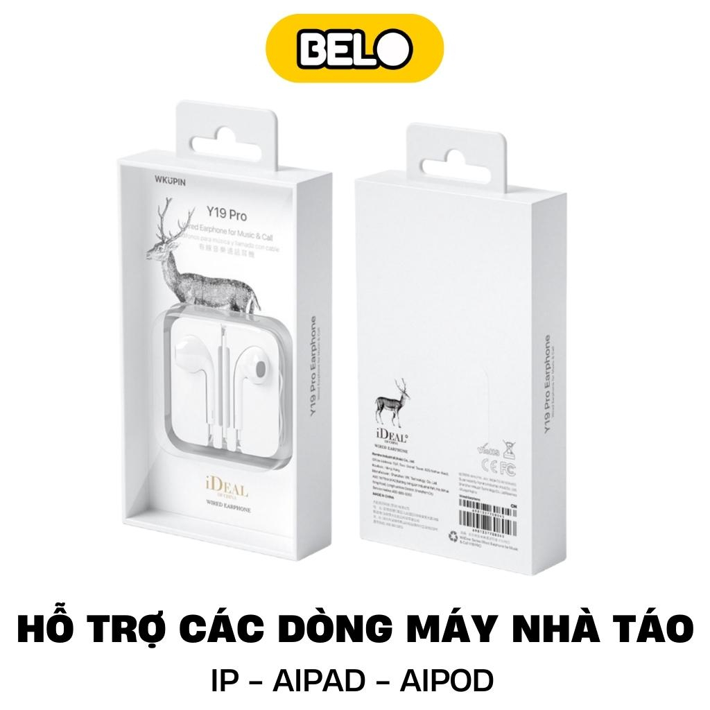 Tai nghe có dây WK Y19 pro siêu bền kèm Mic đàm thoại ,nghe nhạc hay, tương thích nhiều thiết bị - Belo