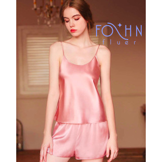 Đồ bộ ngủ lụa hai dây cổ tròn - dbff1l co tron