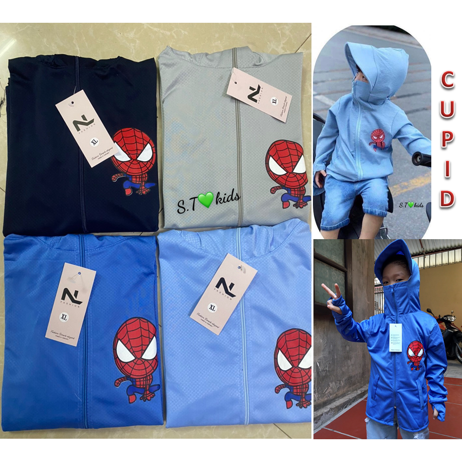 SIZE ĐẠI: 15-30KG: Áo chống nắng nhện mũ cứng siêu Hot cho bé trai bé gái - ACNN