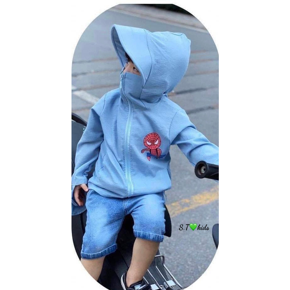 SIZE ĐẠI: 15-30KG: Áo chống nắng nhện mũ cứng siêu Hot cho bé trai bé gái - ACNN