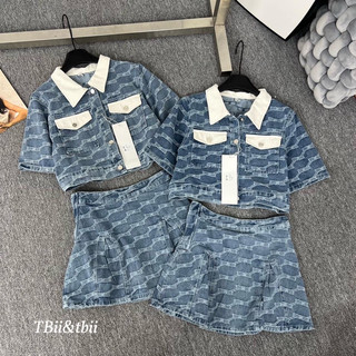 set váy đầm jeans phối màu kh