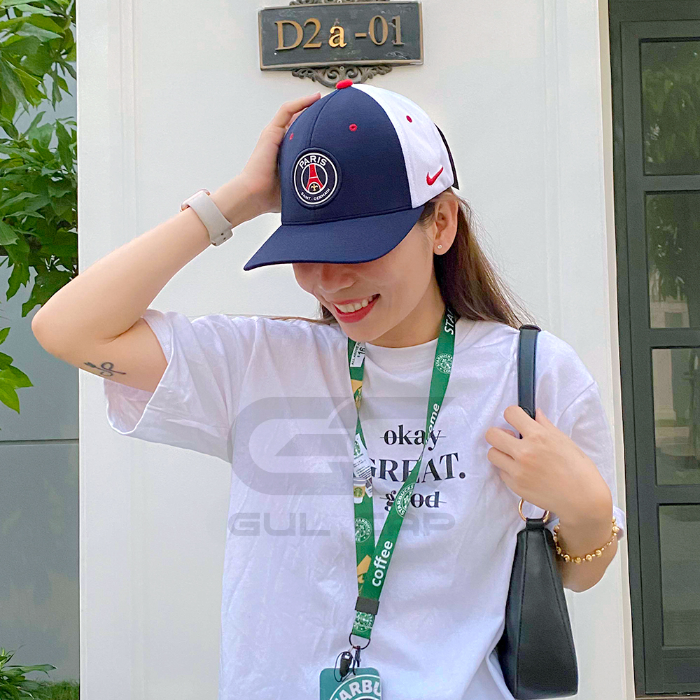 Mũ lưỡi trai clb đá banh PSG chuẩn VNXK Chất Cotton phối lưới thoáng mát full tem - PASIO