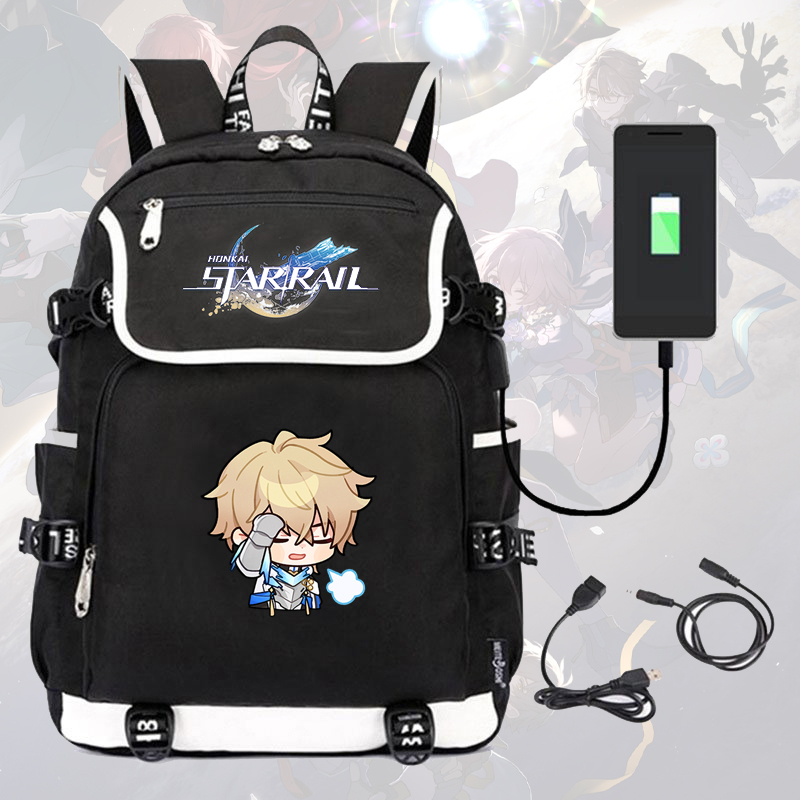 Balo nắp ngang in hình HONKAI IMPACT STAR RAIL ver CUTE FACE game anime chibi cặp sách nam nữ đi học