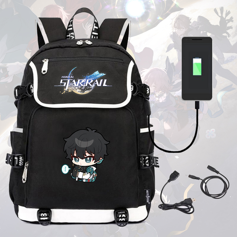 Balo nắp ngang in hình HONKAI IMPACT STAR RAIL ver CUTE FACE game anime chibi cặp sách nam nữ đi học