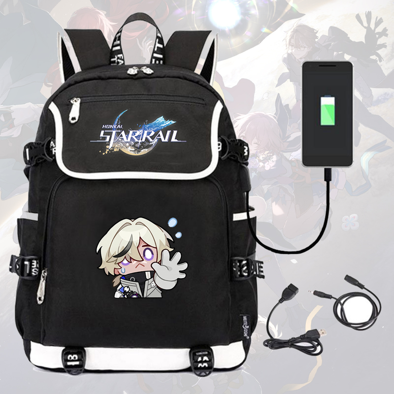 Balo nắp ngang in hình HONKAI IMPACT STAR RAIL ver CUTE FACE game anime chibi cặp sách nam nữ đi học