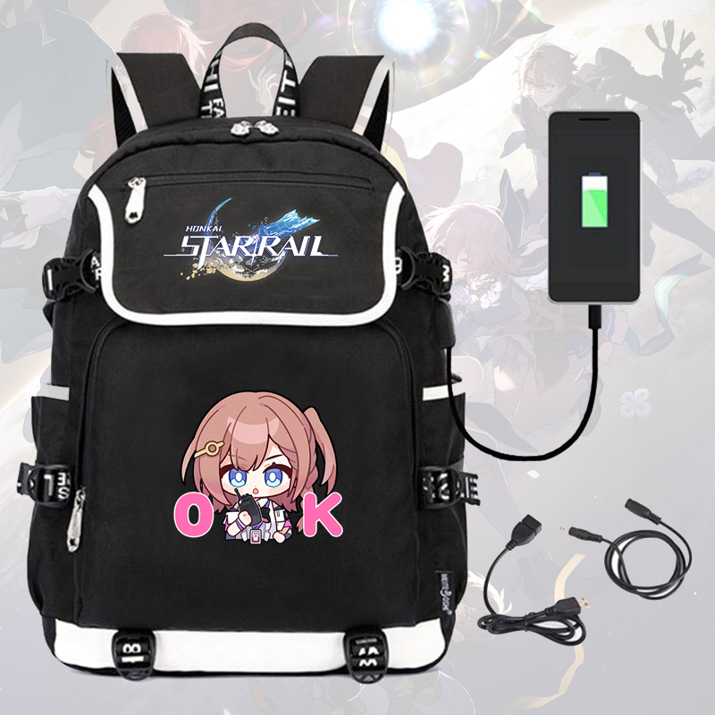 Balo nắp ngang in hình HONKAI IMPACT STAR RAIL ver CUTE FACE game anime chibi cặp sách nam nữ đi học