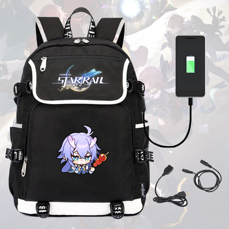 Balo nắp ngang in hình HONKAI IMPACT STAR RAIL ver CUTE FACE game anime chibi cặp sách nam nữ đi học