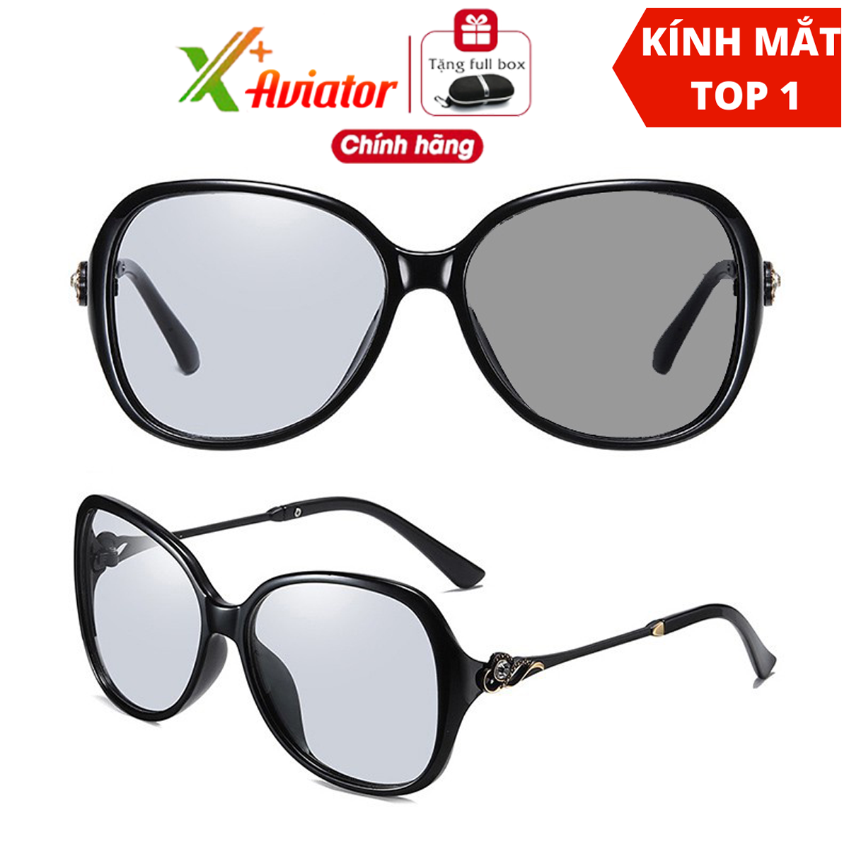 Kính mát nữ mắt kính đổi màu đi ngày và đêm Aviator Xplus mắt kính polorized phân cực siêu nhẹ chống tia UV chống chói