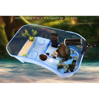  Bể vuông nuôi Rùa dài 25cm   40cm chính hãng NOMOY PET Chậu nuôi Rùa có đảo nhỏ máng leo chỗ ăn 