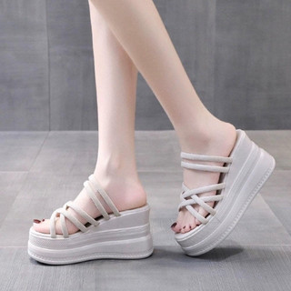 DÉP XUỒNG QUAI DÂY DA LỘN NHUNG CAO 8P ÊM NNQ