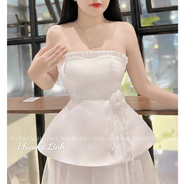 Váy nữ váy đi chơi đầm dự tiệc váy đi biển thiết kế cúp ngực bèo hoa cài eo mix chân váy ly siêu xinh