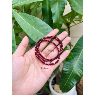 Vòng tay ngọc hồng lựu hạt 4mm hợp mệnh hoả- thổ- ptgems