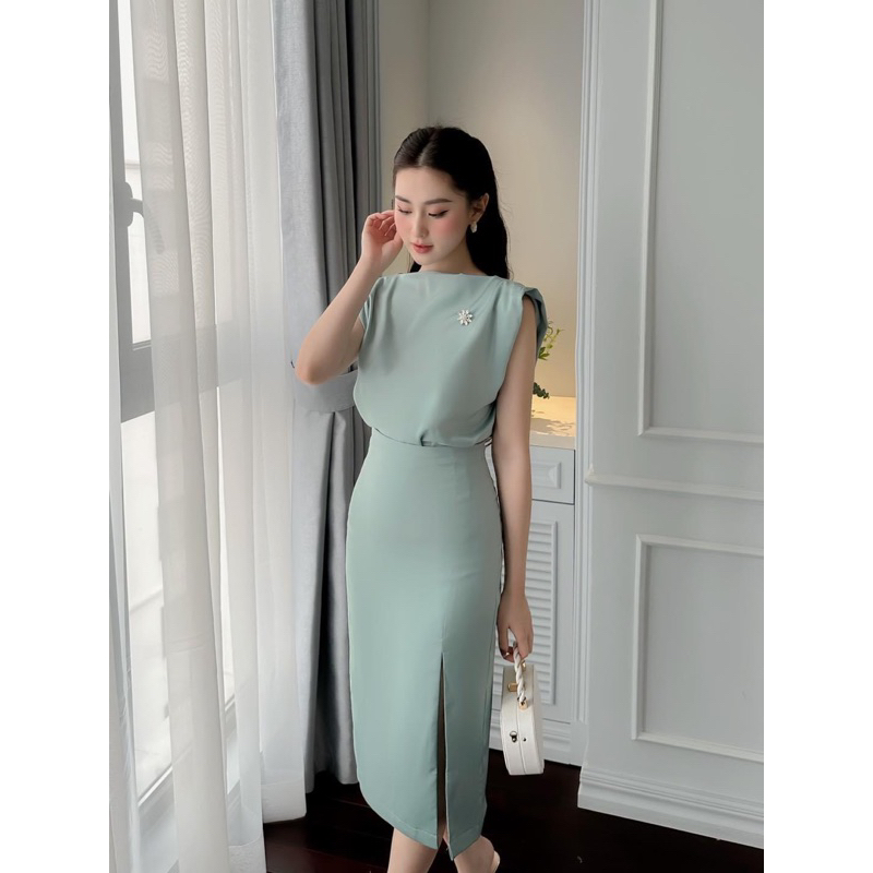 Set áo lụa chân váy lụa Ancava