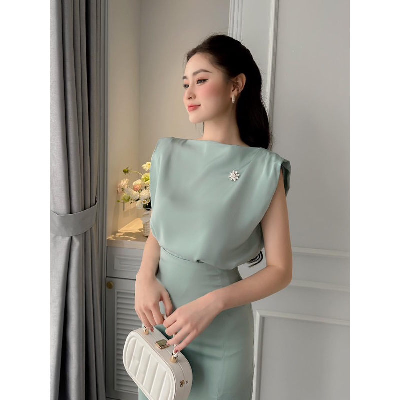 Set áo lụa chân váy lụa Ancava