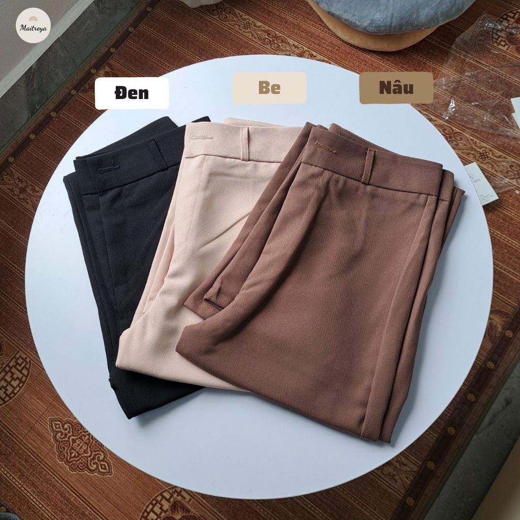 Quần tây ống loe vải đẹp vitext lưng cạp cao 1 cúc bo trên dáng cao chuẩn form siêu dài MAITREYA 833