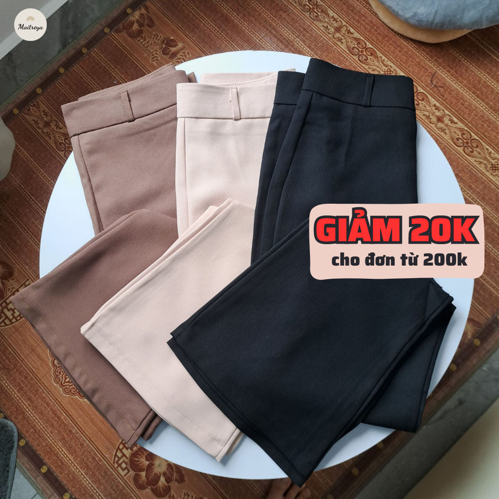 Quần tây ống loe vải đẹp vitext lưng cạp cao 1 cúc bo trên dáng cao chuẩn form siêu dài MAITREYA 833