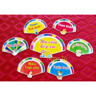[Trang trí thư viện] Sét Thư viện lớp em Mẫu Quạt kèm băng dính dán tường. Trang trí lớp học, hoặc phòng Thư viện.