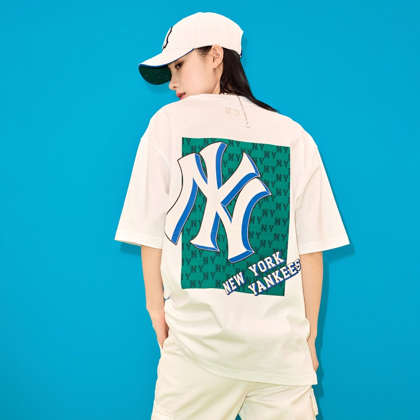 Áo thun MLB chính hãng unisex cổ tròn tay ngắn Monotive Overfit (3ATSM3033)
