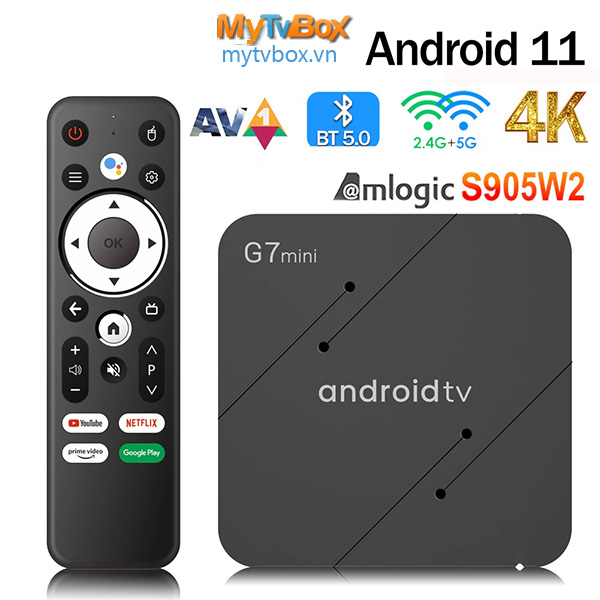 Tivi Box G7Mini Điều Khiển Giọng Nói Wifi Kép Bluetooth RAM 2GB Android TV 11