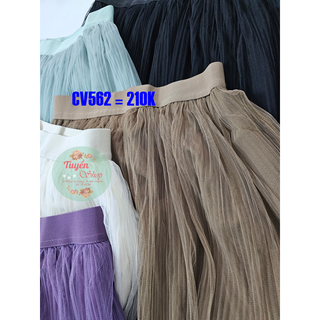 Chân váy lưới nhún tầng