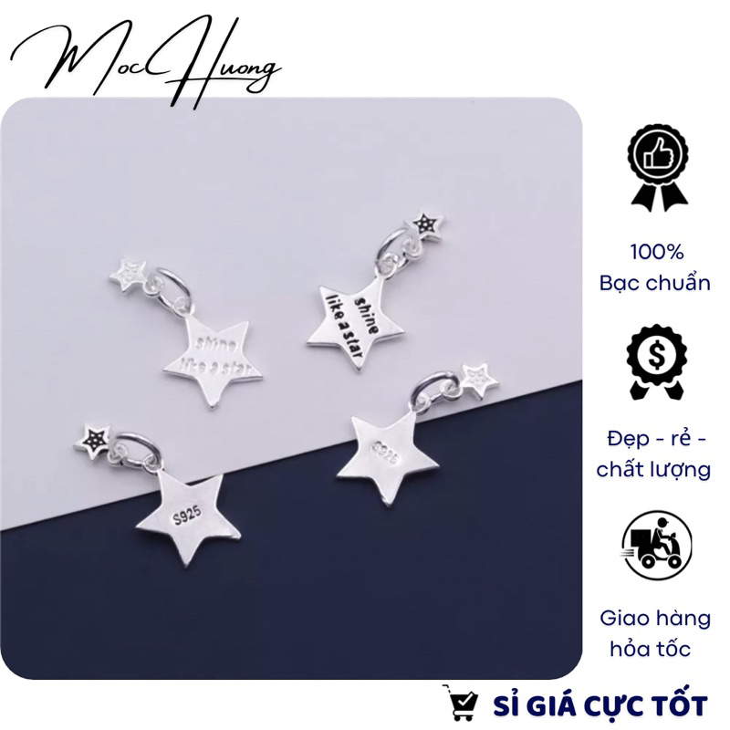 [S925] Charm bạc treo đôi hình ngôi sao - MH873